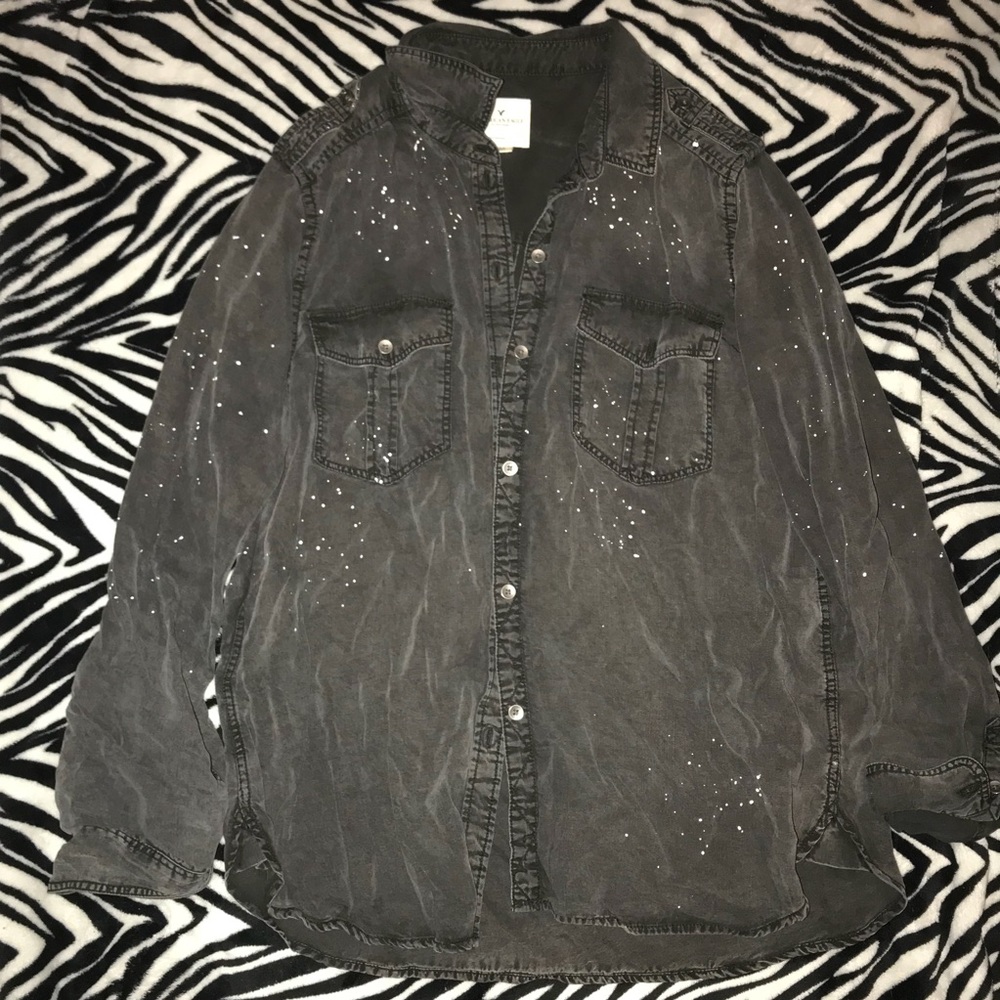 Button Paint Splattered Shirt  - American Eagle